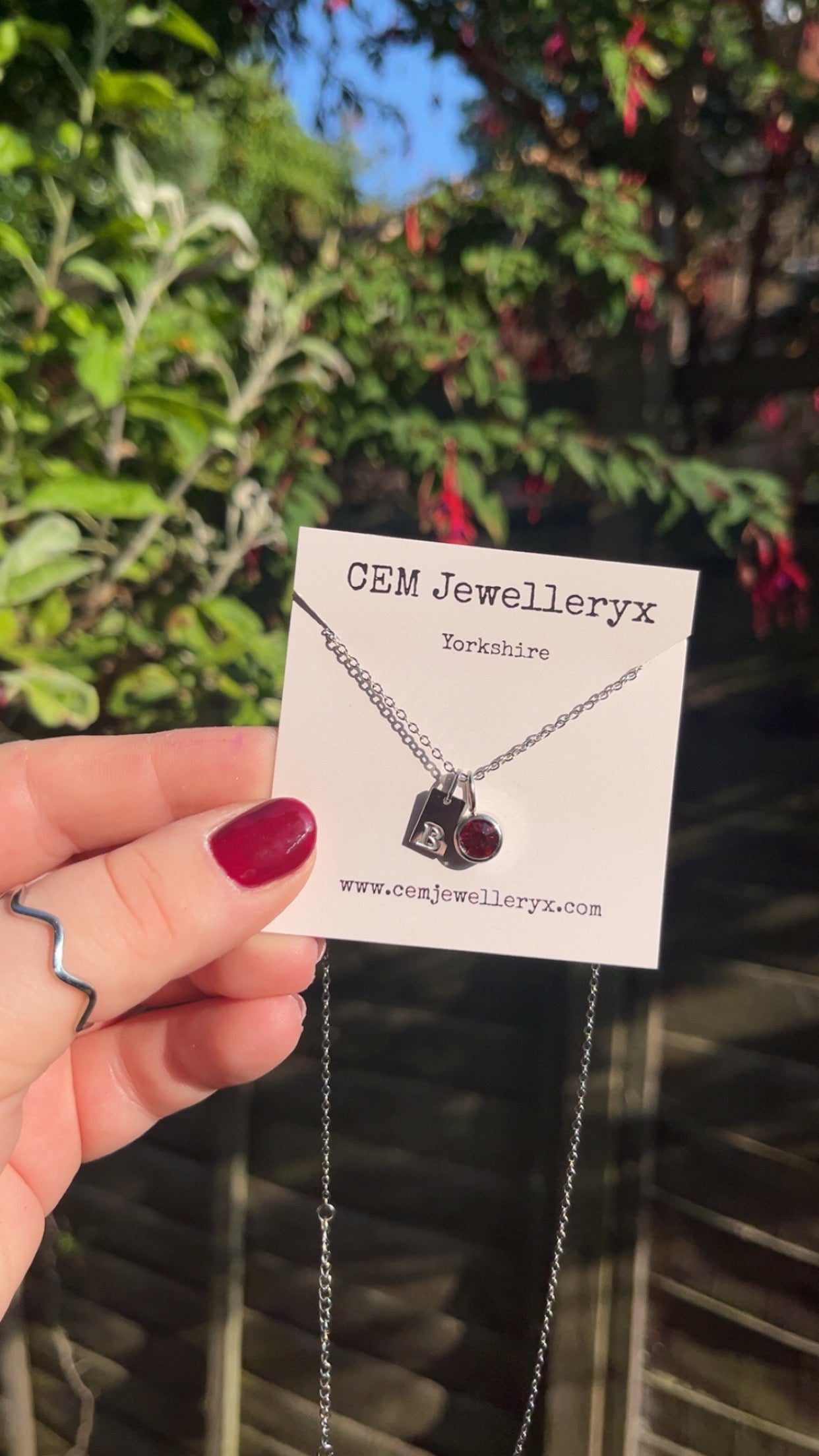 Initial Tag and Birthstone Necklace
