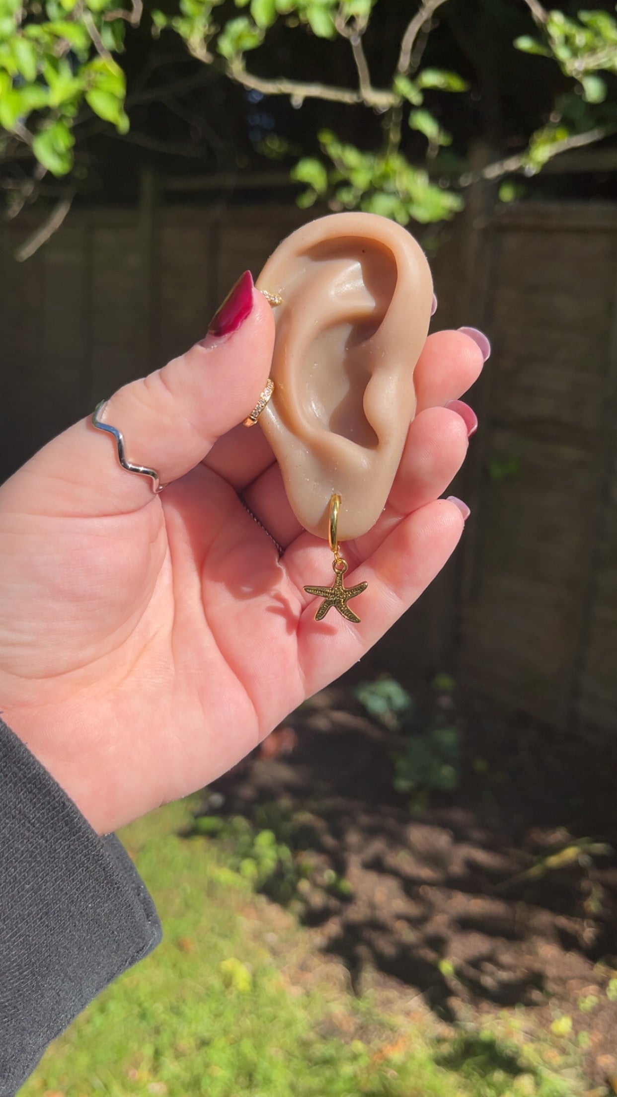 Kadie Hoops - Starfish drop Hoop Earrings