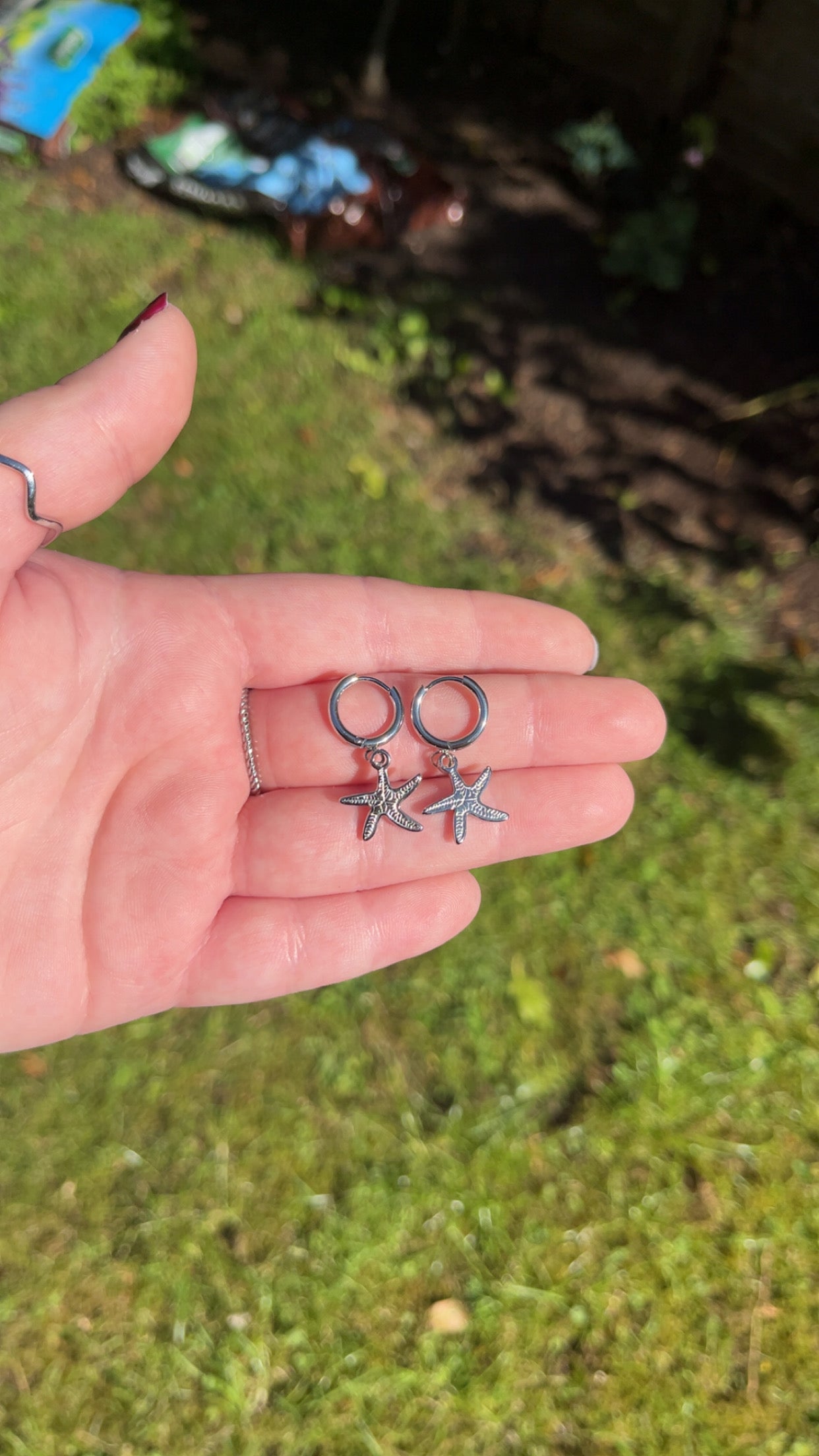 Kadie Hoops - Starfish drop Hoop Earrings