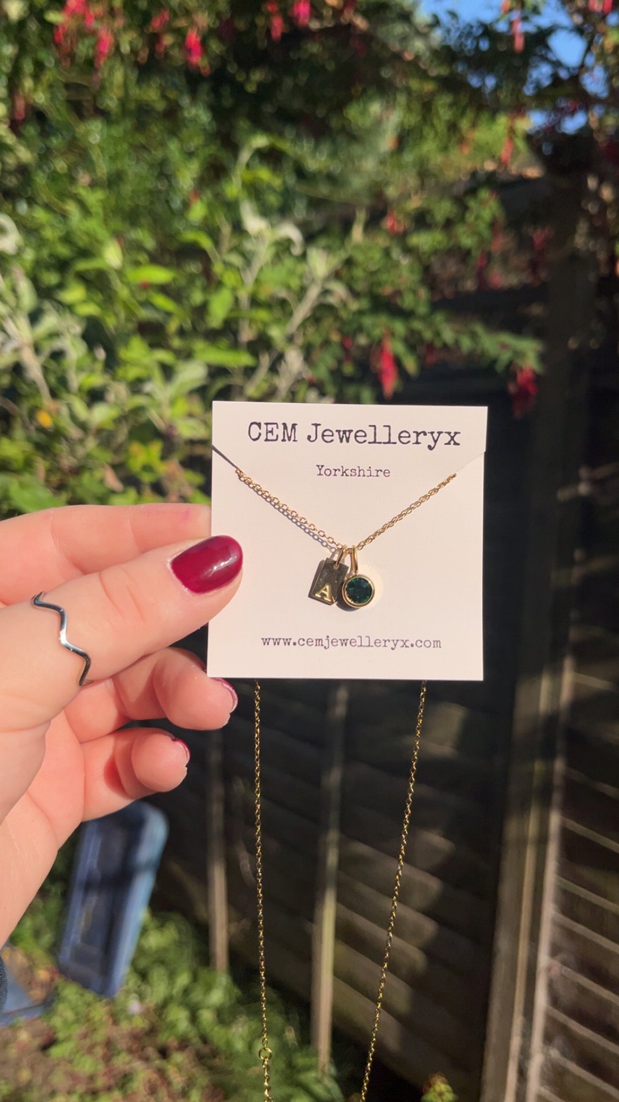 Initial Tag and Birthstone Necklace