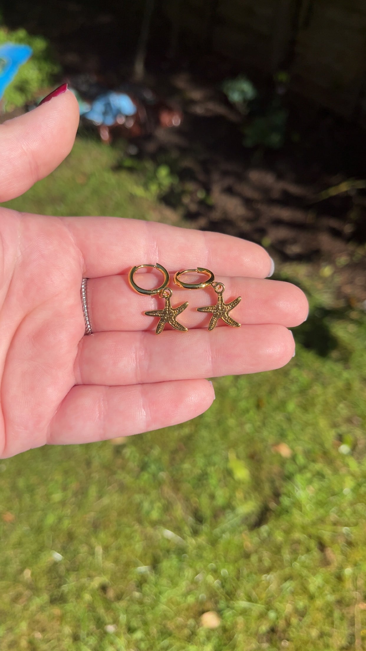 Kadie Hoops - Starfish drop Hoop Earrings