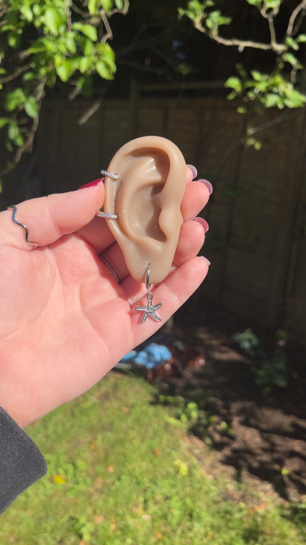 Kadie Hoops - Starfish drop Hoop Earrings