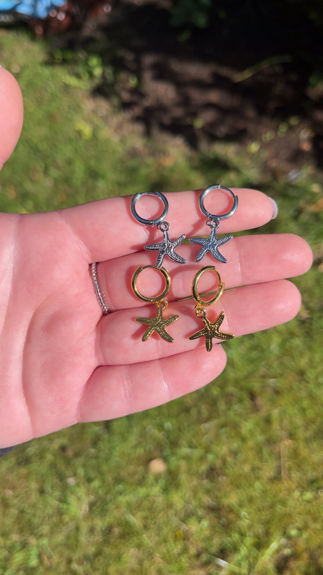 Kadie Hoops - Starfish drop Hoop Earrings