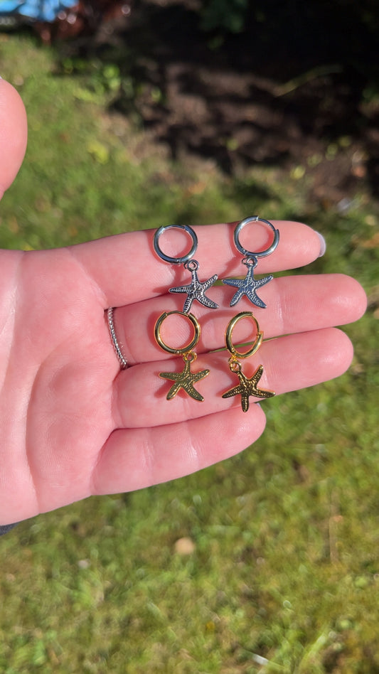 Kadie Hoops - Starfish drop Hoop Earrings