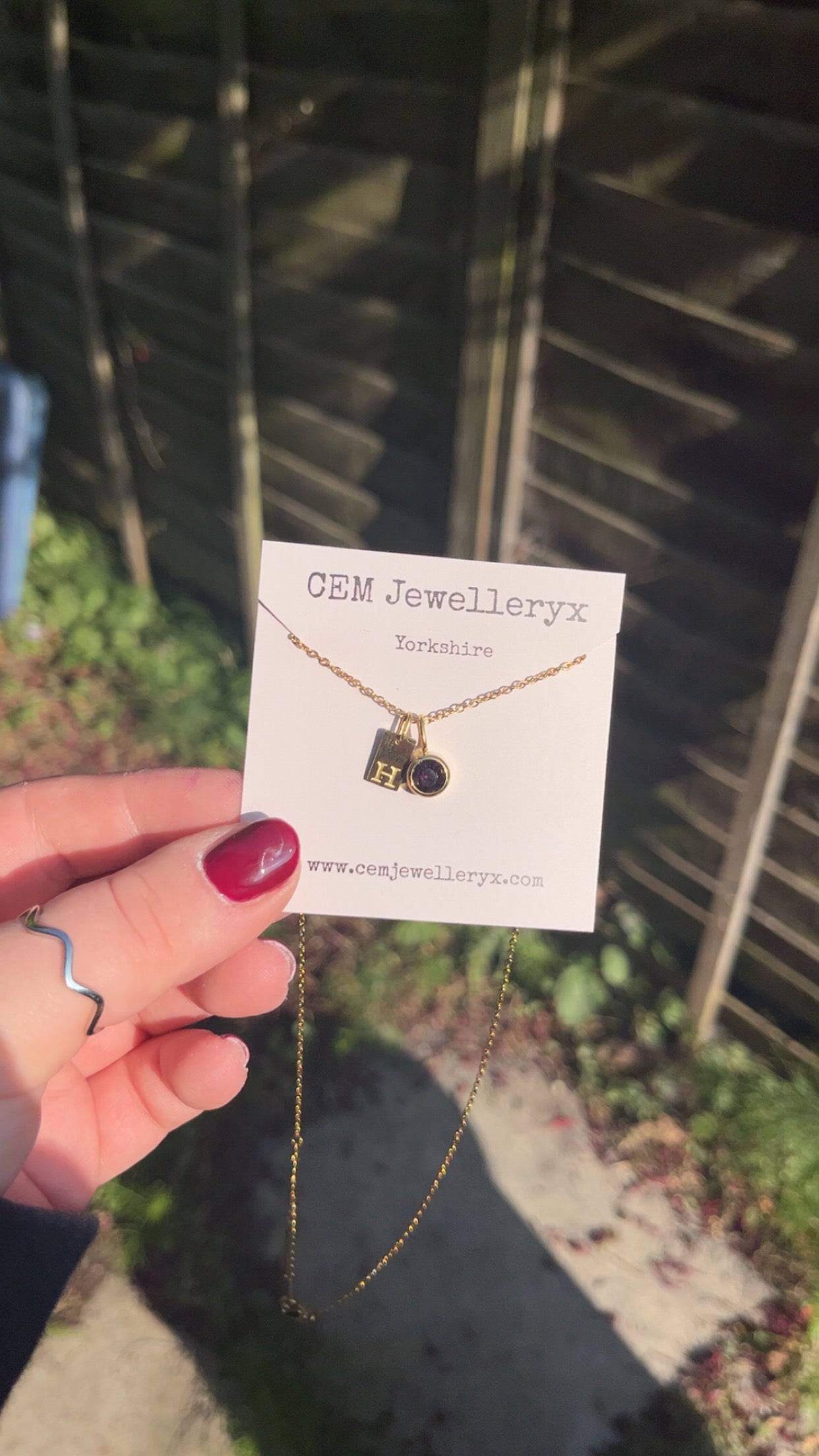 Initial Tag and Birthstone Necklace