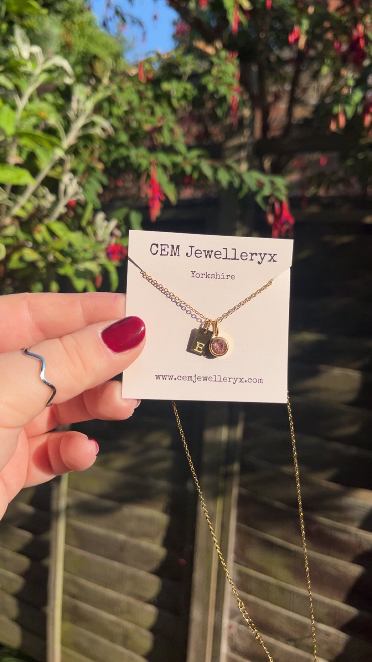 Initial Tag and Birthstone Necklace
