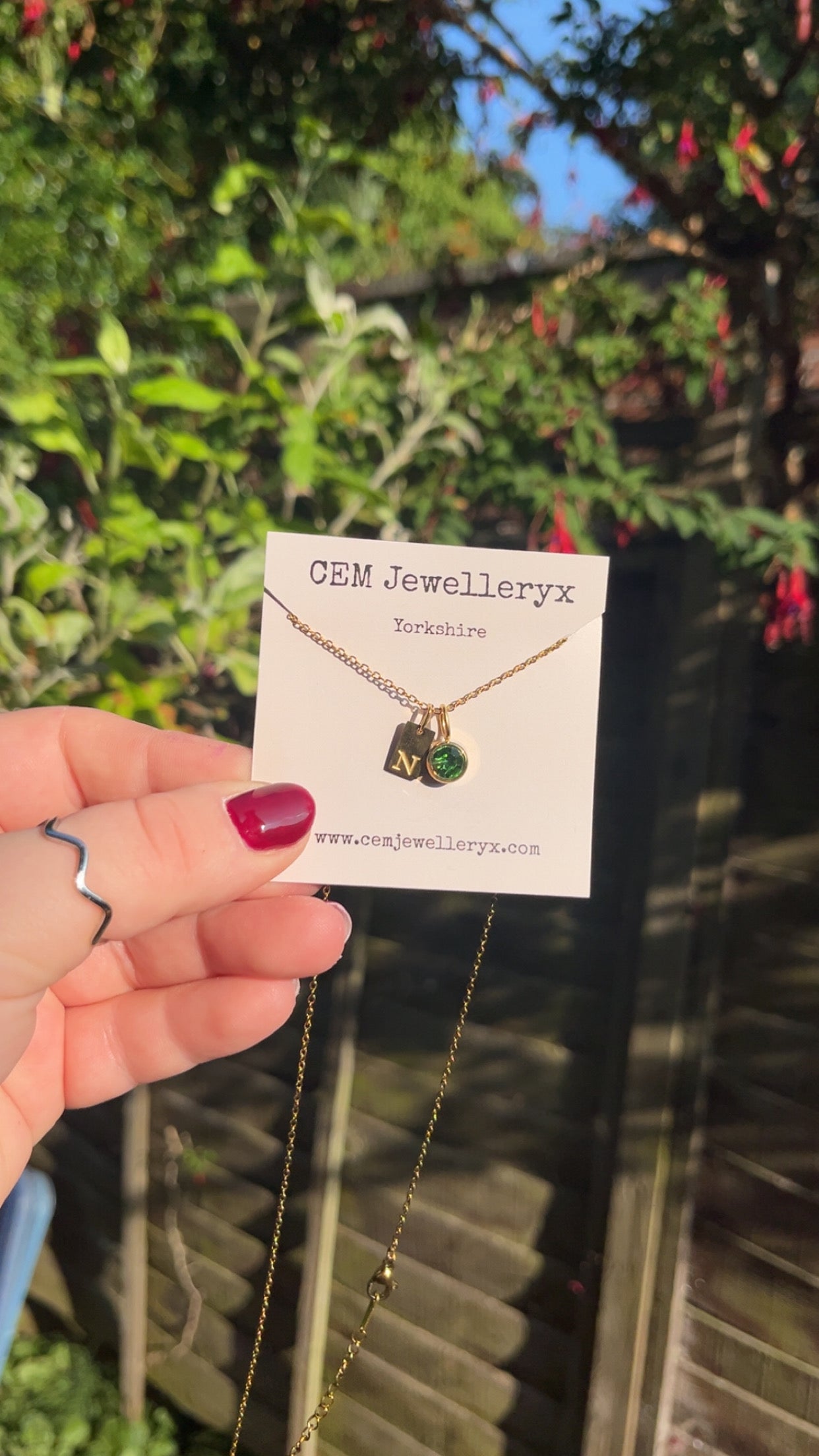 Initial Tag and Birthstone Necklace