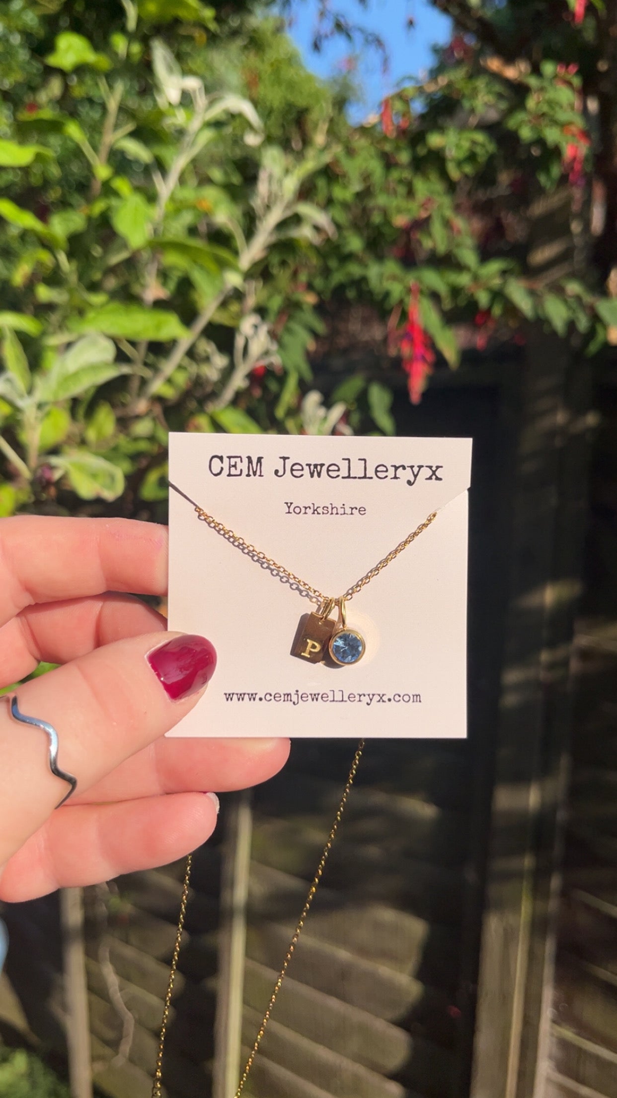 Initial Tag and Birthstone Necklace