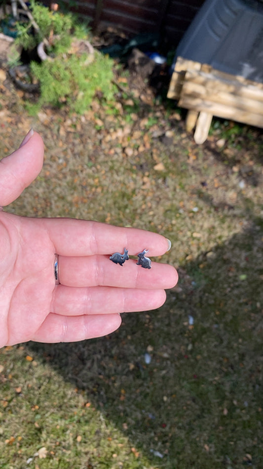 Silver Bunny stud earrings